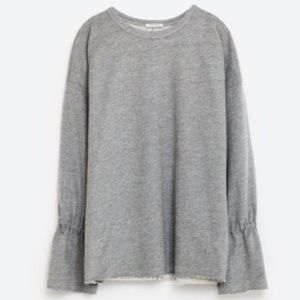 Zara pullover oversized tied-sleeve sweatshirt
